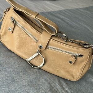 Dior tan handbag with silver hardware by Christian Dior